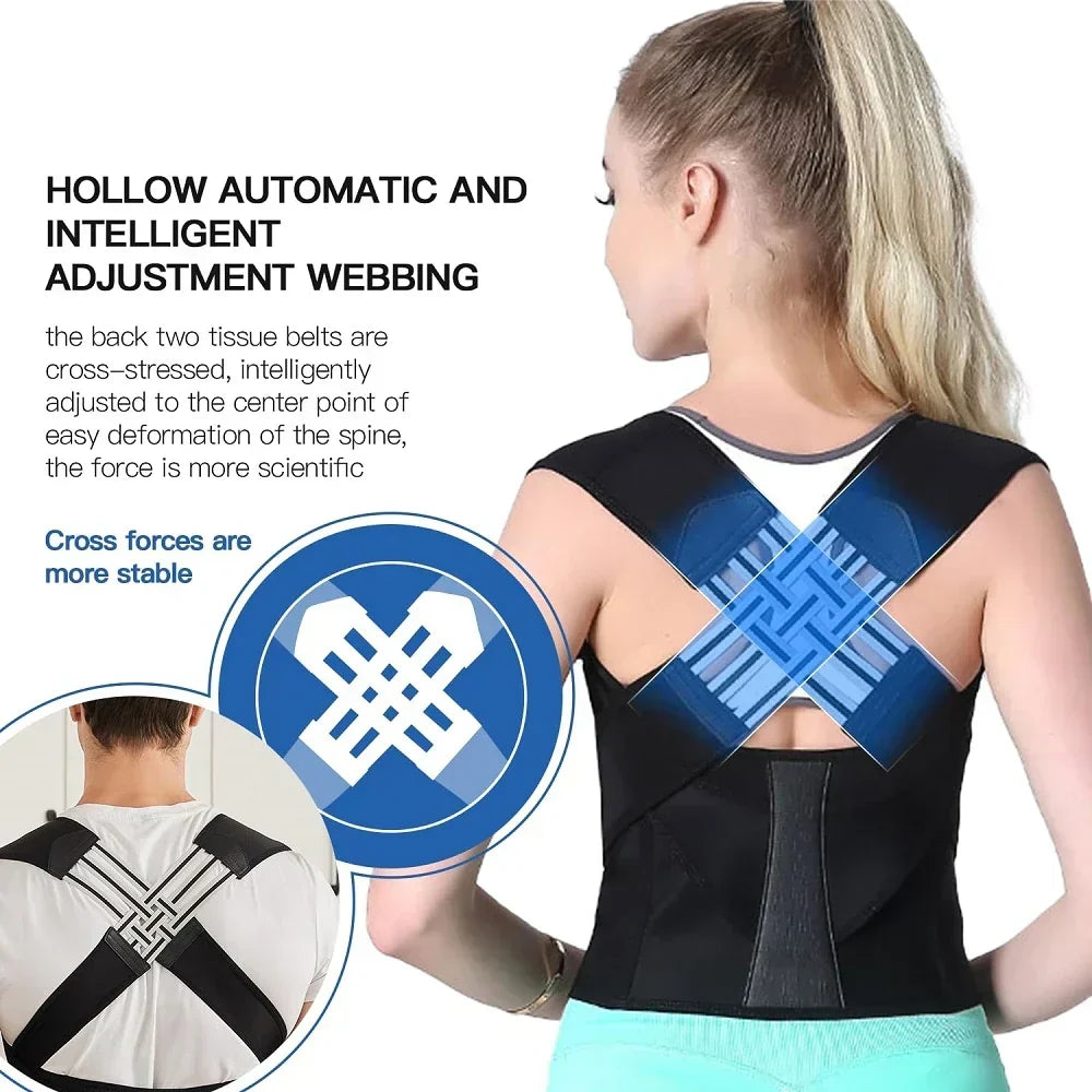 Back Brace Posture Corrector for Men - Adjustable Full Back Support